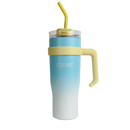 COSARE - 40oz Gradient Stainless Steel Tumbler with Lid, Straw & Handle