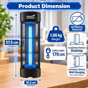 ALSAYAD Smart 3800V Insect Killer Electric 15W UV Light - Black
