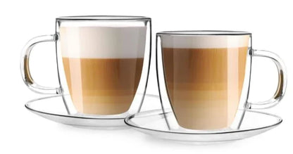 Vialli Design - Set of 2 cups with saucers with double wall 250ML - Amo 27565